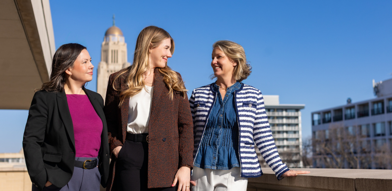 Female attorneys talking outside
