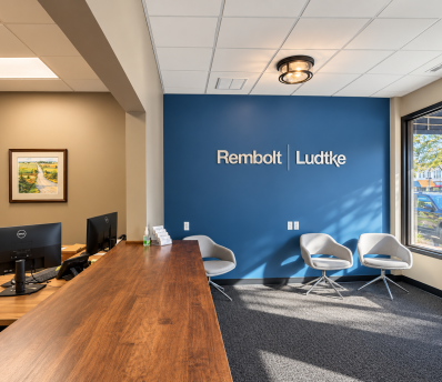 Photo of the front lobby of the Rembolt Ludtke Seward Office